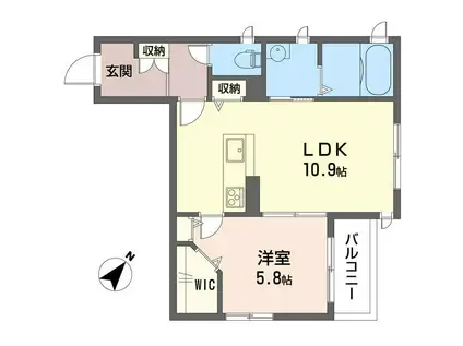 フォンテヌ ブロー(1LDK/3階)の間取り写真