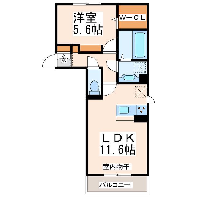 セカンドテラス(1LDK/2階)の間取り写真