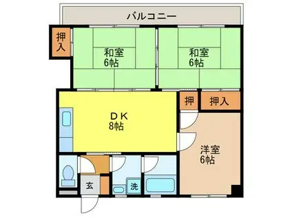 アーバンパレスB(3DK/3階)の間取り写真