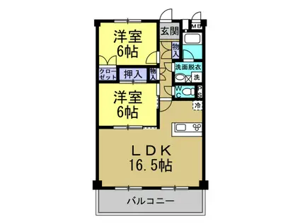 パレロワイヤル石浜(2LDK/3階)の間取り写真