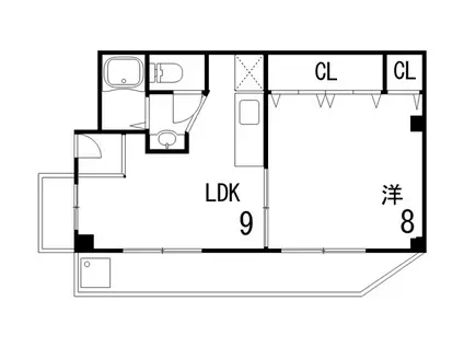 本庄ハイツ(1LDK/3階)の間取り写真
