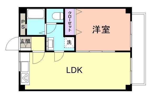 箕西マンション(1LDK/2階)の間取り写真