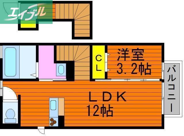 SQUARE VILLA 福島(1LDK/2階)の間取り写真