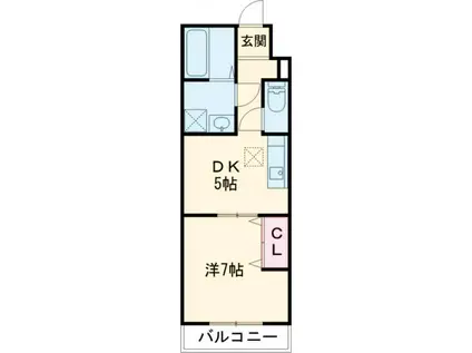 FELIZ高石千代田(1DK/1階)の間取り写真