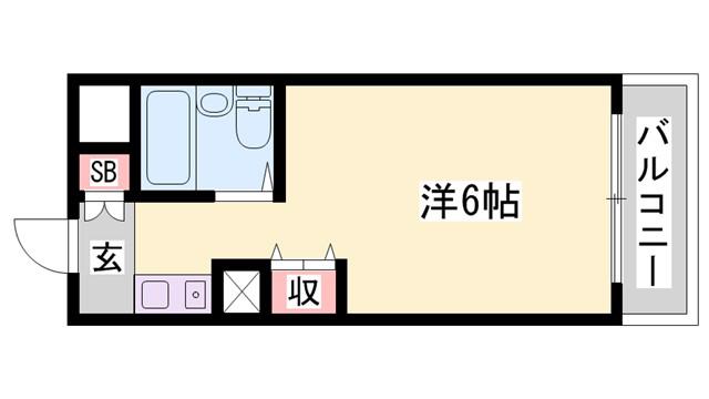スカイコート姫路(1K/4階)の間取り写真