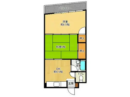 有馬スカイハイツ(2DK/4階)の間取り写真