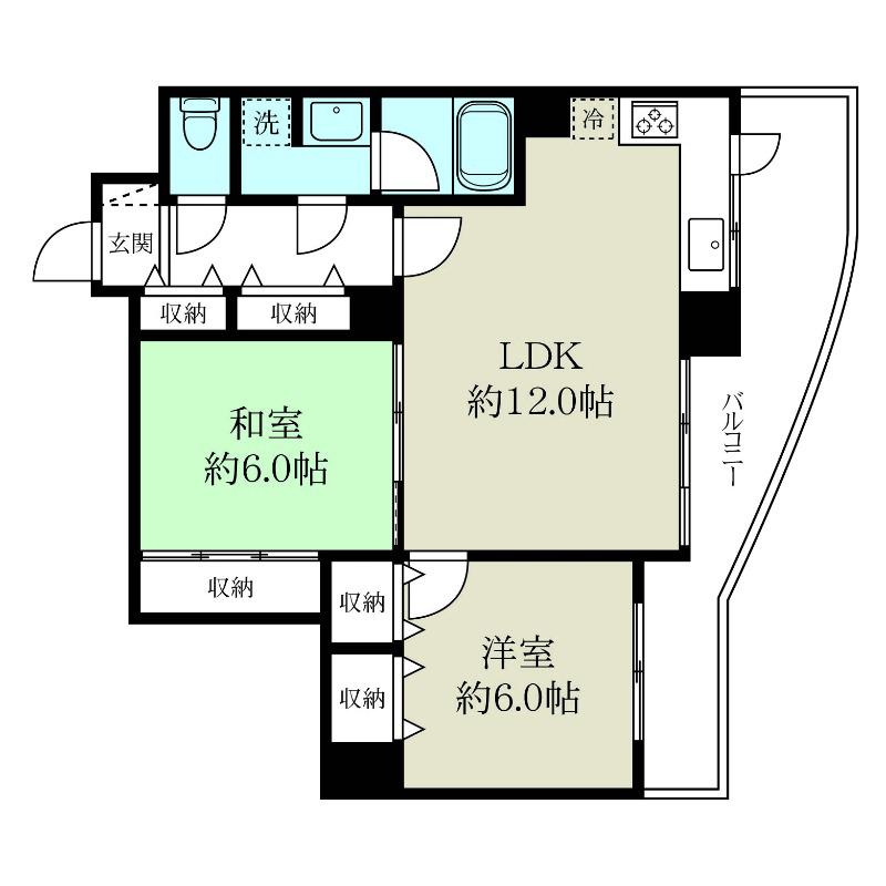 異人池ヒルズ(2LDK/3階)の間取り写真