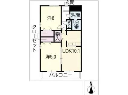 名鉄豊田線 日進駅(愛知) 徒歩14分 2階建 築16年(2LDK/2階)の間取り写真