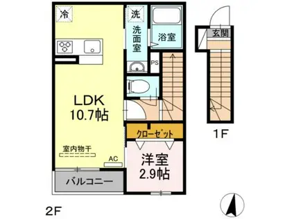 アンジュール高島平II(1LDK/2階)の間取り写真