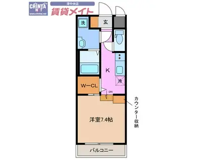 ルネス上浜(1K/2階)の間取り写真