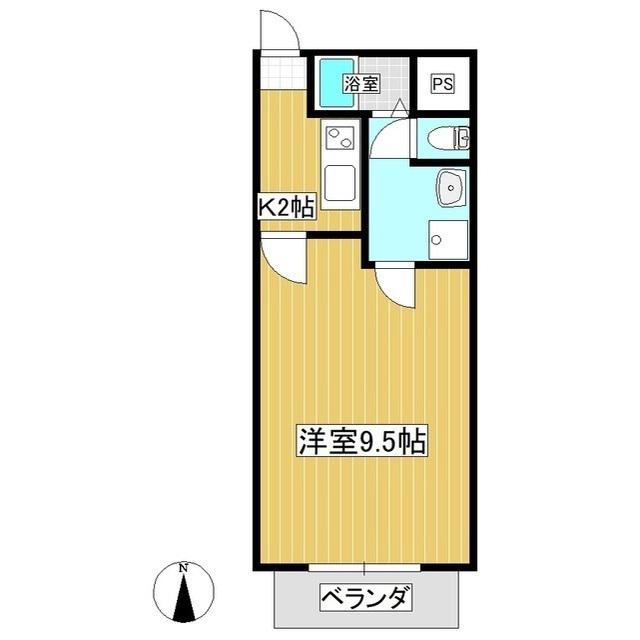 カレント井口B(1K/1階)の間取り写真