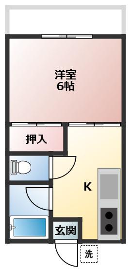 第2横石ハイツ(1K/1階)の間取り写真
