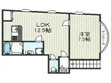 シャト-富士(1LDK/2階)の間取り写真