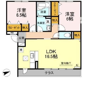 セジュールK(2LDK/1階)の間取り写真