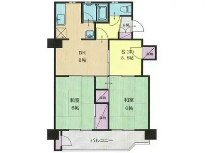 峰沢団地3号棟(2SDK/5階)の間取り写真