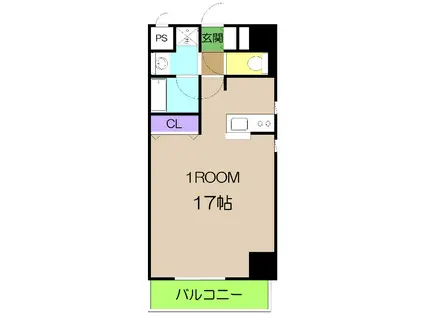 とさでん交通桟橋線 梅の辻駅 徒歩2分 7階建 築5年(ワンルーム/3階)の間取り写真