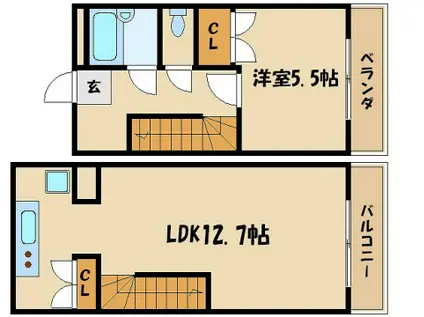 マナーハウス(1LDK/1階)の間取り写真