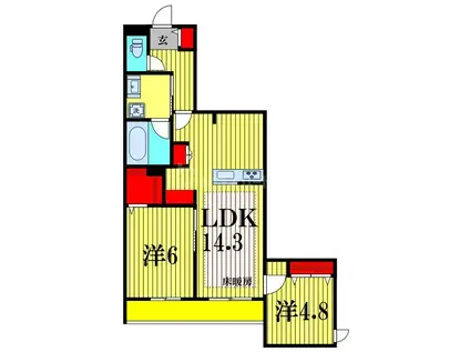プレミアメゾン(2LDK/3階)の間取り写真
