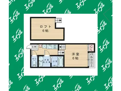 AKALA(1K/2階)の間取り写真