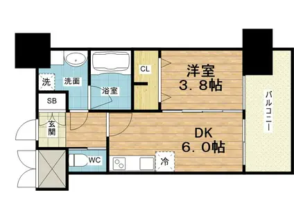 プレジオ関目(1DK/14階)の間取り写真