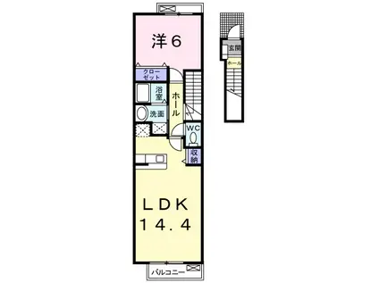 ミッテ・ソレイユI(1LDK/2階)の間取り写真