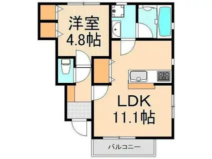 RICCO PIANETA(1LDK/1階)の間取り写真