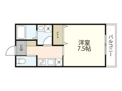 盛林レジデンス B棟(1K/2階)の間取り写真