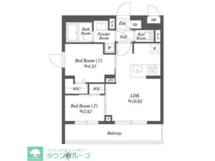 ブランシエスタ用賀(2LDK/4階)の間取り写真