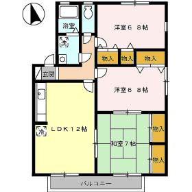 ルミナス山城 A棟(3LDK/2階)の間取り写真