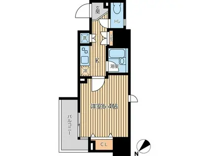 CITYSPIRE新川(1K/2階)の間取り写真