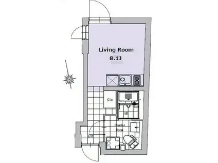 SOU 若林(ワンルーム/1階)の間取り写真