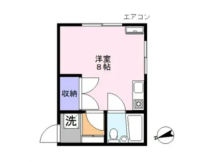 ビーンズ(ワンルーム/2階)の間取り写真