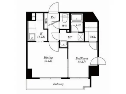 アルティ美園(1DK/10階)の間取り写真