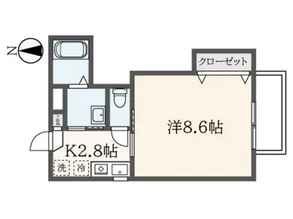 Sコート(1K/1階)の間取り写真