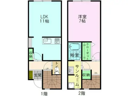 アンヌール88(1LDK/1階)の間取り写真