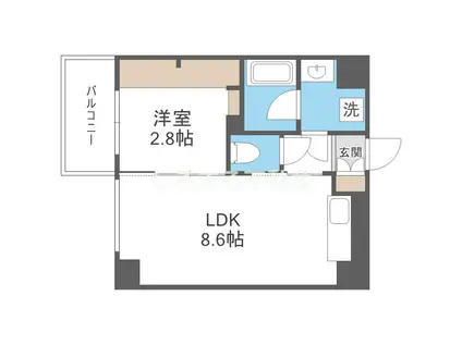 フロンティアタワー九条I旧CITY SPIRE九条(1LDK/4階)の間取り写真