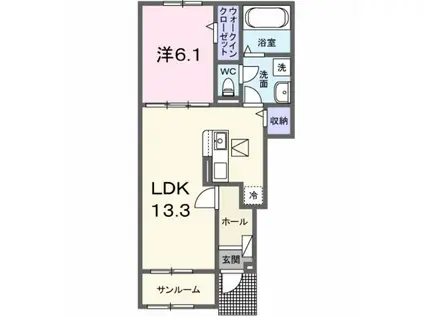 クラールII(1LDK/1階)の間取り写真
