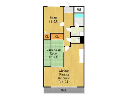 ファミール安倉(2LDK/3階)の間取り写真