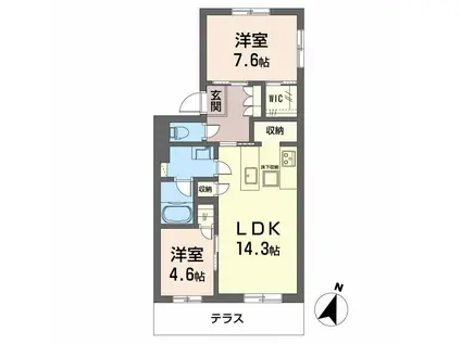 モンセル(2LDK/1階)の間取り写真