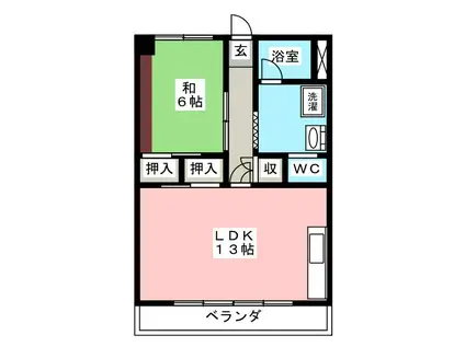 宮尾ハイツ(1LDK/4階)の間取り写真