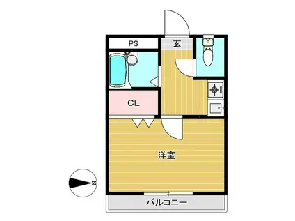 シャルマン草加駅前(1K/2階)の間取り写真