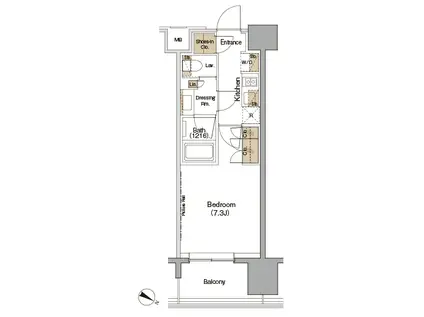 THE PARKHABIO 目黒(1K/2階)の間取り写真