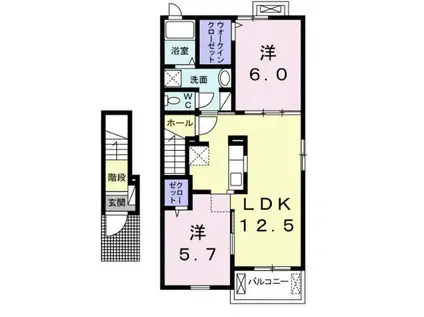 ノイエツァイトV A(2LDK/2階)の間取り写真