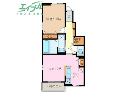 ウッドパークII B(1LDK/1階)の間取り写真