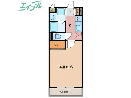 グレイティア四日市(1K/4階)の間取り写真