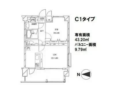 セントパレス大鳥居(1LDK/6階)の間取り写真