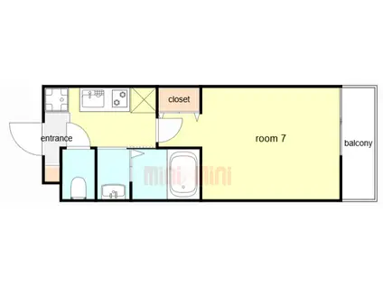 ROOST南武庫之荘(1K/1階)の間取り写真