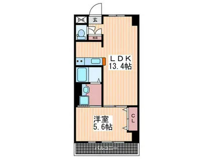 グレースコート東海田(1LDK/2階)の間取り写真