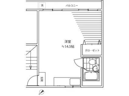 高輪マンション(ワンルーム/2階)の間取り写真