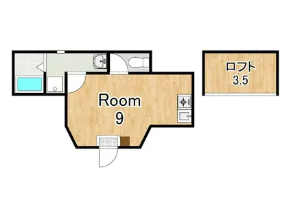 ウイルヴィレッジ一里山(ワンルーム/1階)の間取り写真